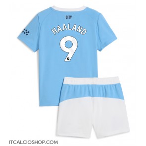 Manchester City Erling Haaland #9 Prima Maglia Bambino 2025-26 Manica Corta (+ Pantaloni corti)